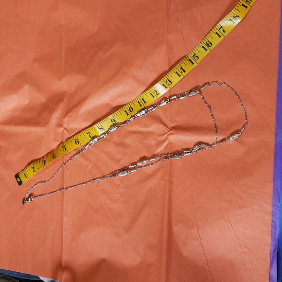 LOFT Double Strand silver tone with Rhinestone Necklace.  17" long. - Picture 5 of 5